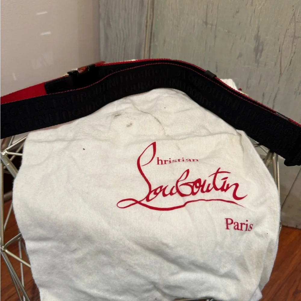 Christian Louboutin Nylon Belt Black Red With Bag